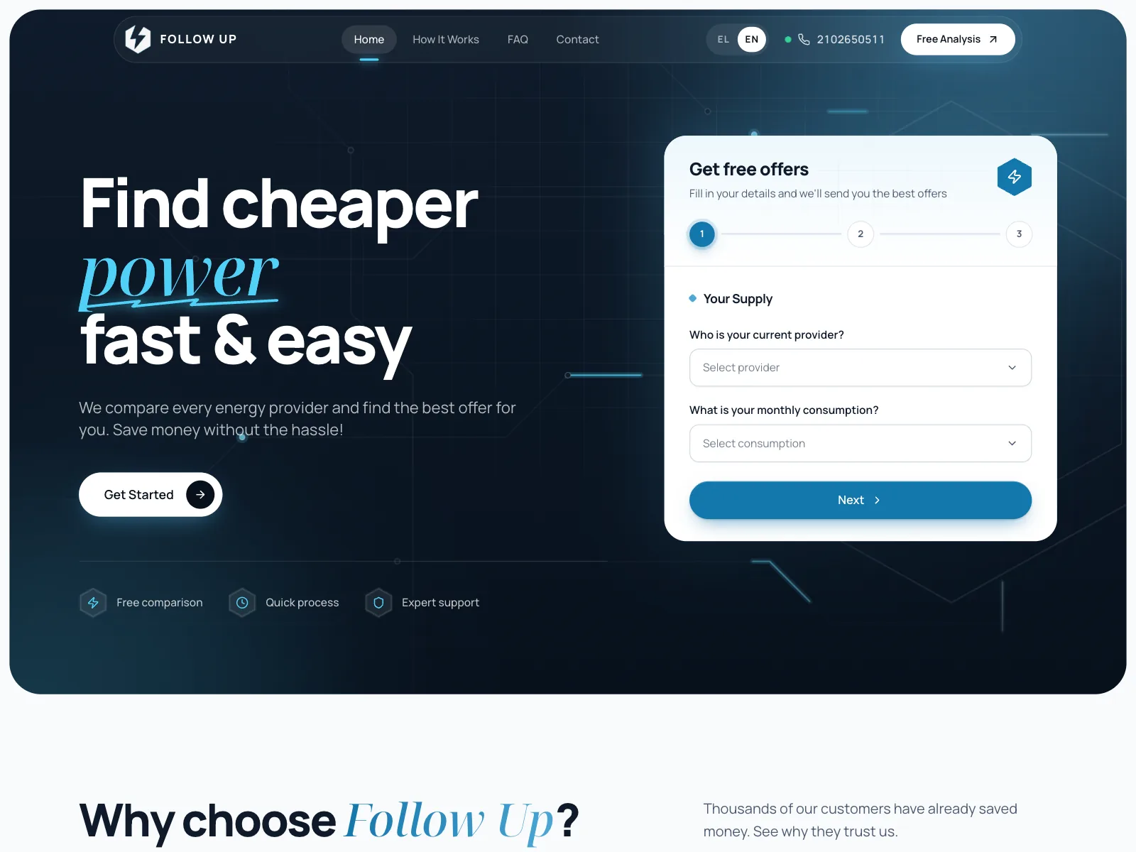 Die Website von Follow Up, eines unserer Projekte